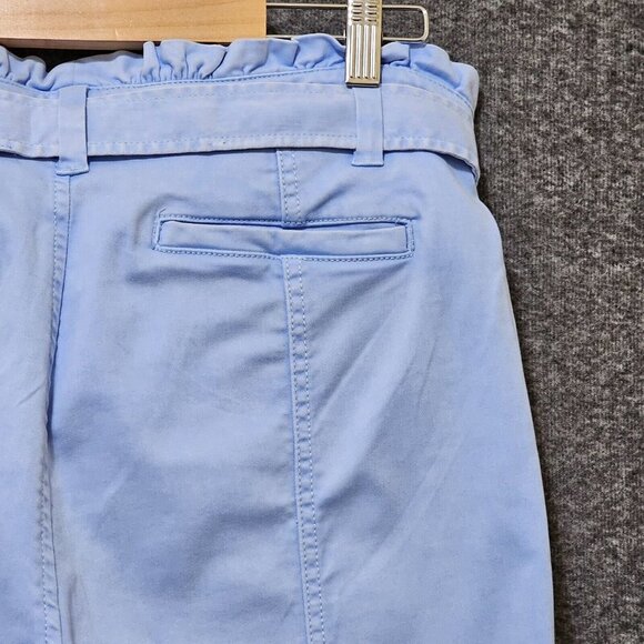 Crown & Ivy Trouser Pants Womens Size 8 Cotton Blend Light Blue Tapered Belted - Picture 10 of 16